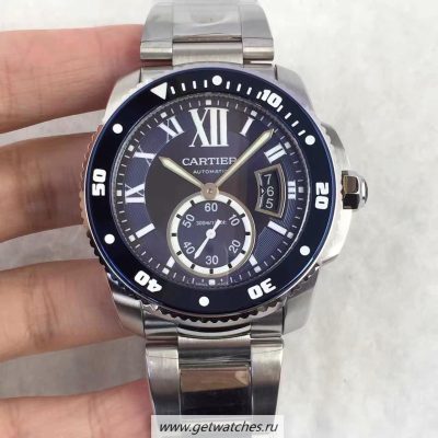 Copy Cartier Calibre Diver W7100057 42mm TF SS Blue Dial M9015