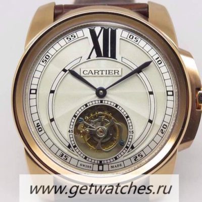 Shop Cartier Calibre Tourbillon Rose Gold White Dial Tourbillon