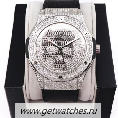 Fake Hublot Classic Fusion Automatic 45mm WWF SS  Diamond Skull Dial HUB1112