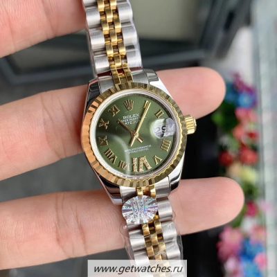 Fake Rolex Datejust 28mm 279173 Ladies WF SS  Yellow Gold Green Dial 2671