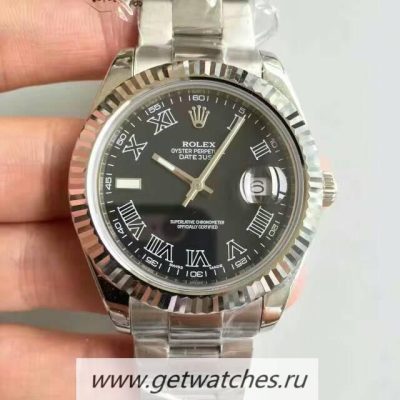 NEW Replica Rolex Datejust II 116334 41mm NF SS Black & Roman Dial 2836