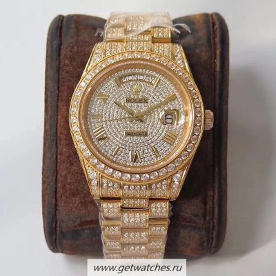 Fake Rolex Day-Date 40 228348 RBR TWF 18K Yellow Gold Wrapped SS 904L & Diamond Diamond Dial 2836