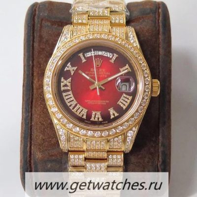 High Quality Rolex Day-Date 40 228348 RBR TWF 18K Yellow Gold Wrapped SS 904L & Diamond Red Dial 2836