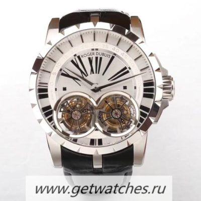 Fake Roger Dubuis Excalibur Double Flying Tourbillon RDDBEX0249 BBRF SS Silver Dial RD01