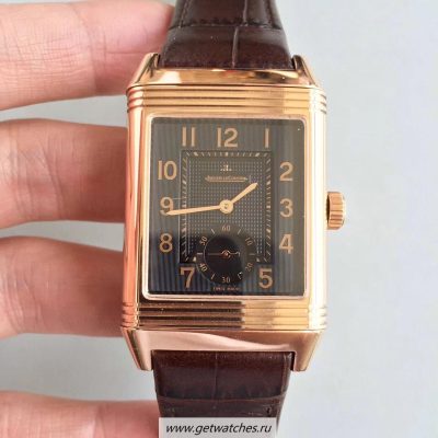 Copy Jaeger-LeCoultre Grande Reverso 986 Noob Factory Rose Gold Black Dial JLC 986