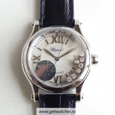 Shop Chopard Happy Sport 36mm Automatic 278559-3001 YF V2 SS Silver & Diamond Dial 2892