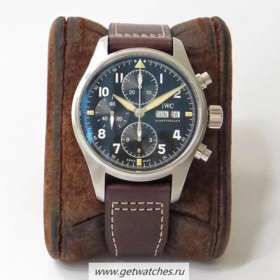 Perfect Wholesale Luxury IWC Pilot Spitfire Chrono IW387903 ZF SS Black Dial 7750