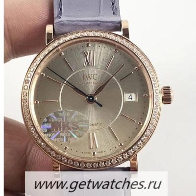 High Quality IWC Portofino Automatic 37 IW458107 MKF Rose Gold & Diamonds Silver Dial M9015