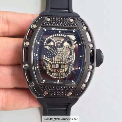 Perfect Replica Richard Mille RM052 SF PVD & Black Diamond Diamond Skull Dial M6T51