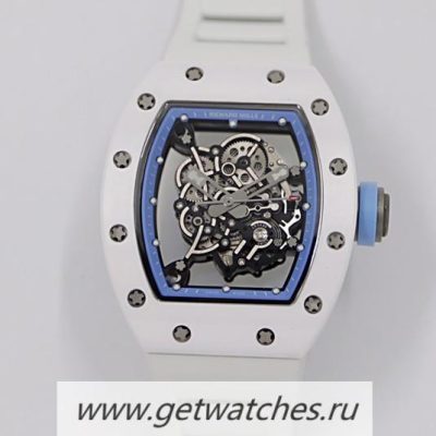 NEW Replica Richard Mille RM55 KVF V3 White Ceramic & Titanium Blue Dial M8215