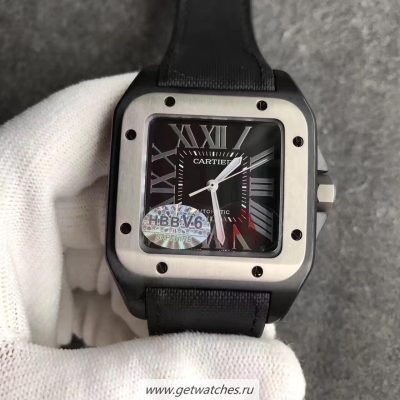 Shop Cartier Santos 100 XL WSSA0006 HBB V6F PVD & SS Black Dial 2824
