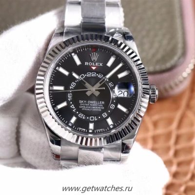 Copy Rolex Sky-Dweller 326934 Noob Factory SS Black Dial 9001