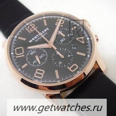 Shop Montblanc Timewalker Chrono Rose Gold Rose Gold Markers Black Dial 7750