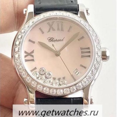 NEW Replica Chopard lHappy Sport 36mm Automatic 278559 Noob Factory SS & Diamond Pink Dial 2892